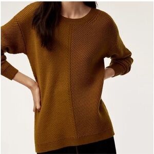 Aritzia Wilfred Free Isabelli Warm Mustard Crew Neck Sweater